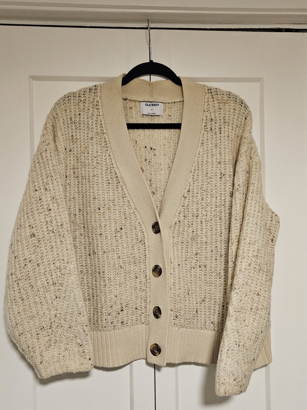 Old Navy Cream Speckled Button Cardigan